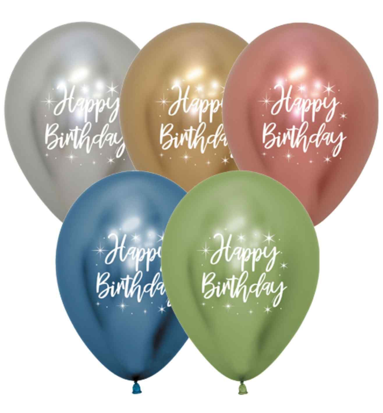 12" Sempertex Reflex Birthday Assorted Latex Balloons 25ct