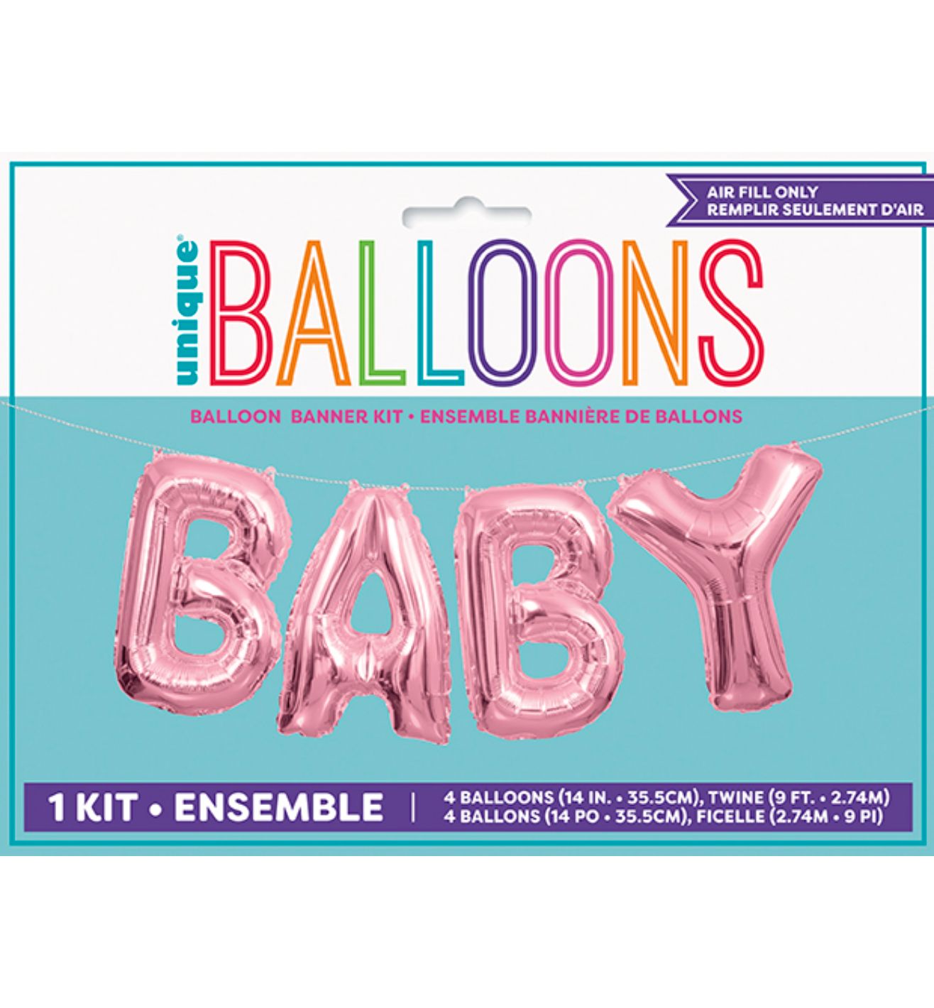 14" Unique Party Pink Baby Letter Balloon Banner Kit