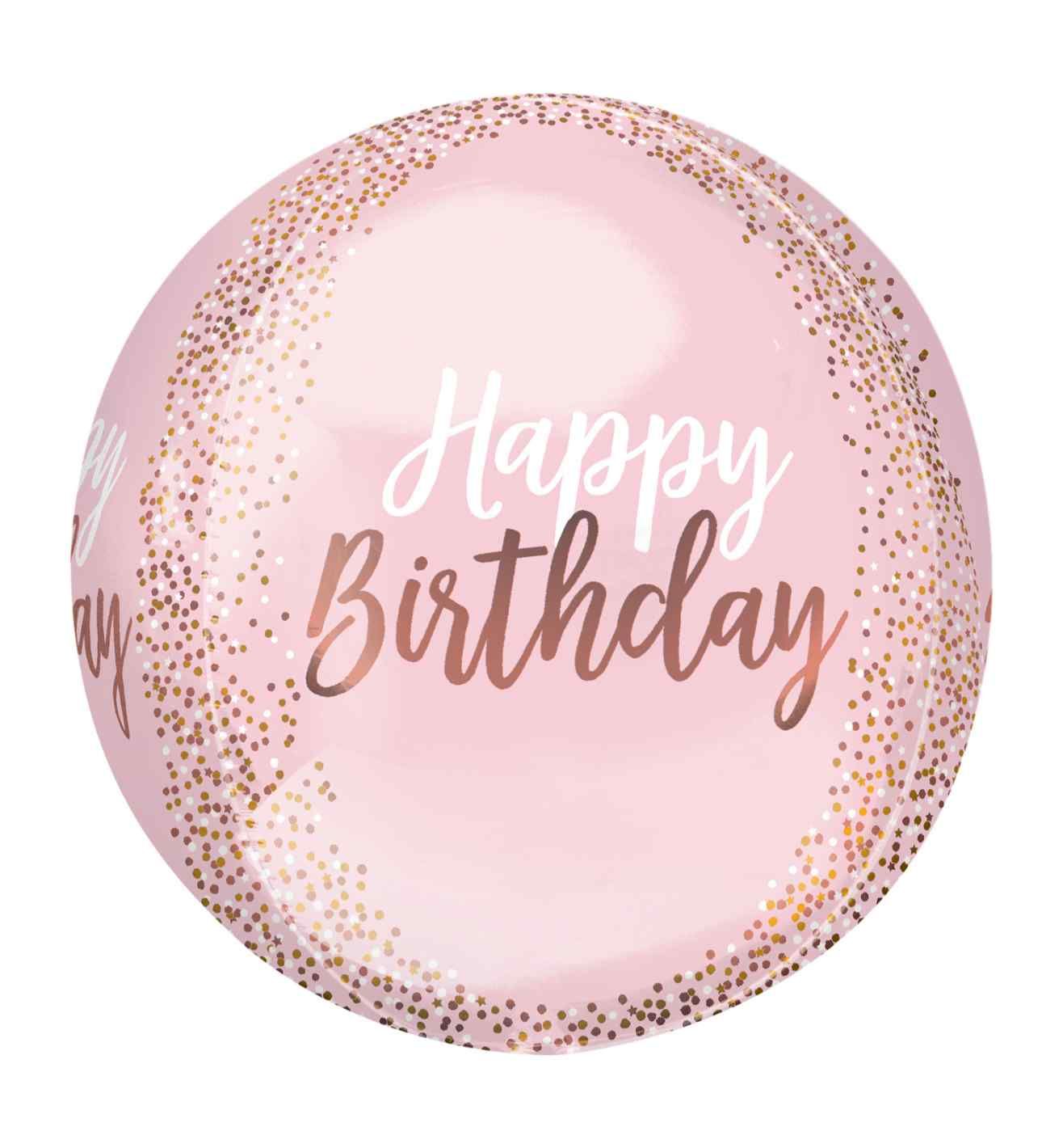 15" Blush Birthday Orbz Foil Balloon