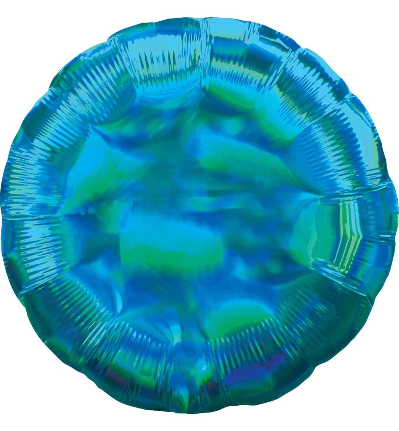 17" Cyan Iridescent Round Foil Balloon Anagram - Unpackaged