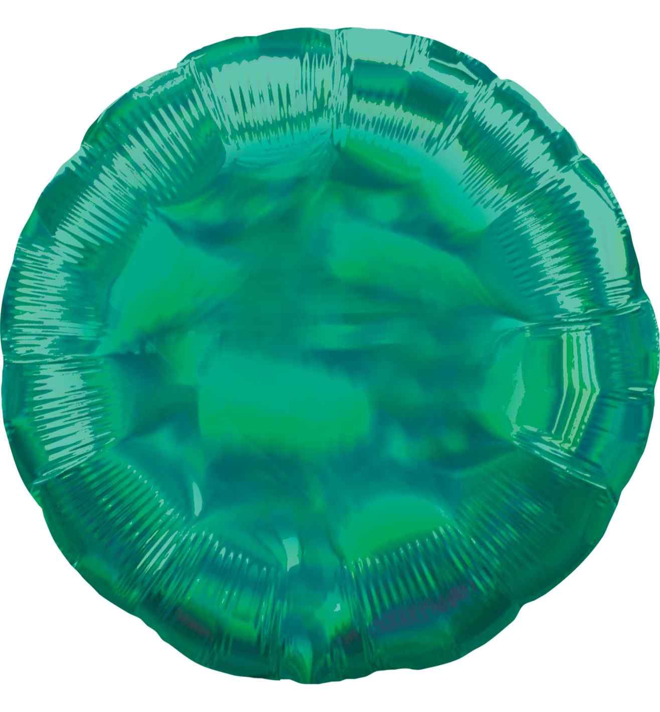 17" Green Iridescent Round Foil Balloon Anagram - Unpackaged