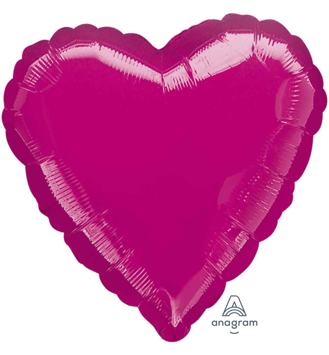 17" Metallic Fuchsia Heart Foil Balloon Anagram - Unpackaged