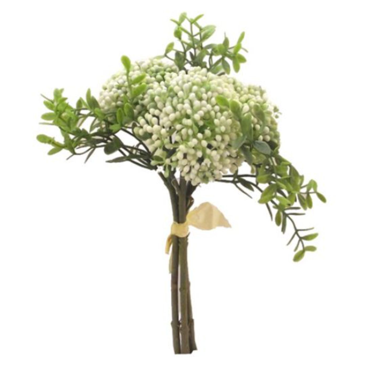 28cm Plastic Berry Bundle with Foliage White / Green