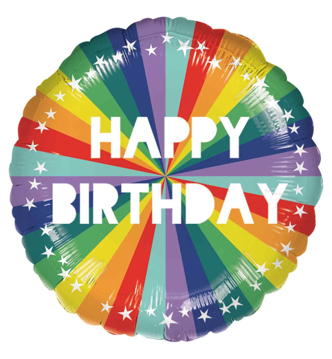 17" Happy Birthday Bright Rainbow Foil Balloon