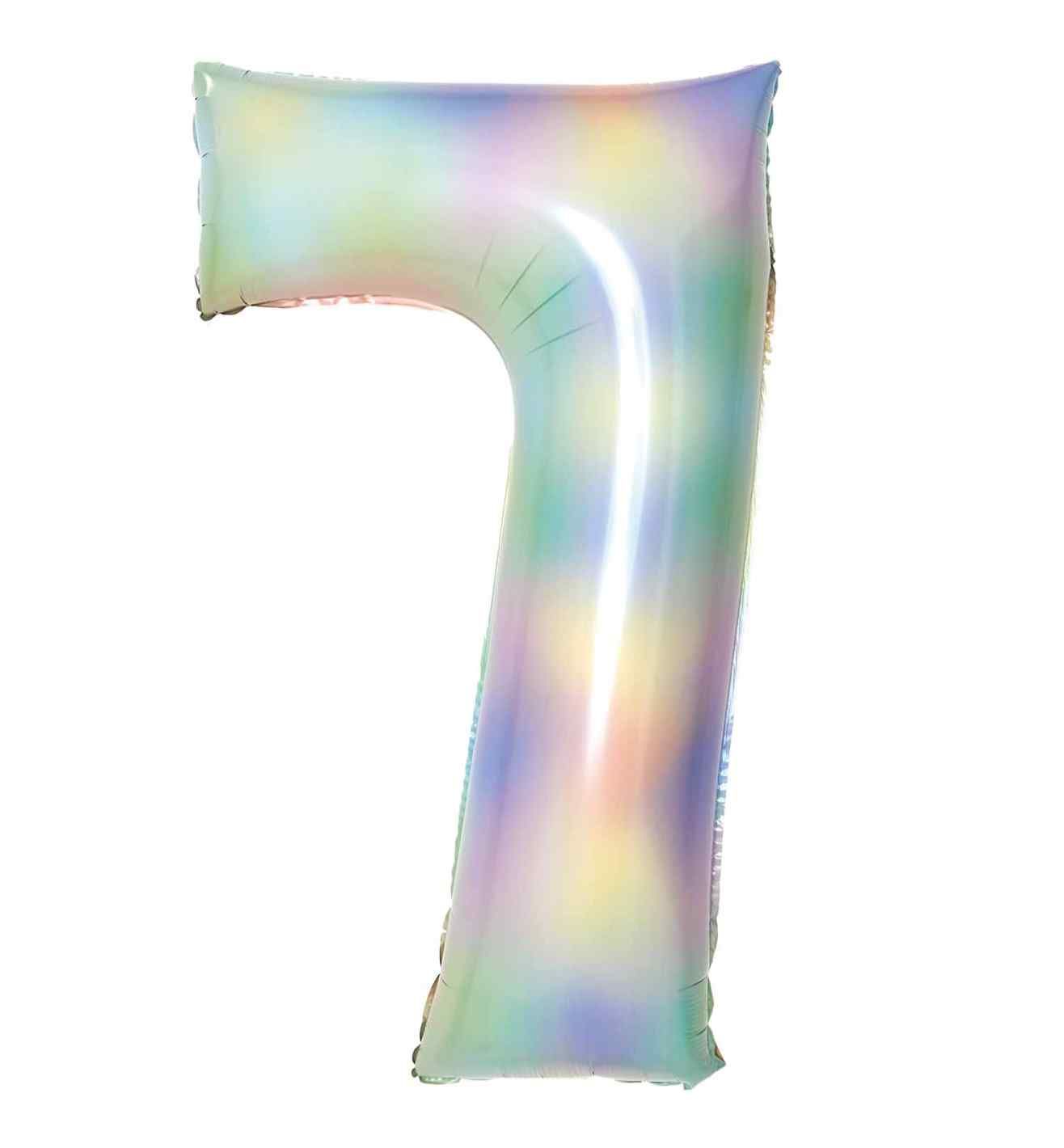 34" Amscan Number 7 Pastel Rainbow Foil Balloon