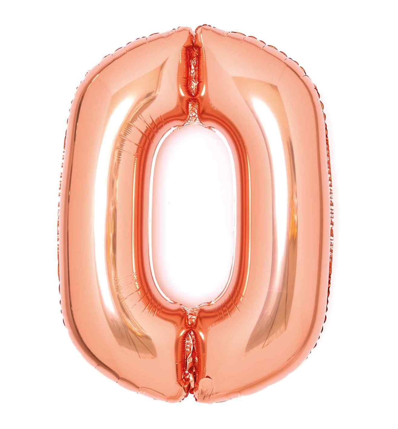 34" Amscan Number 0 Rose Gold Foil Balloon