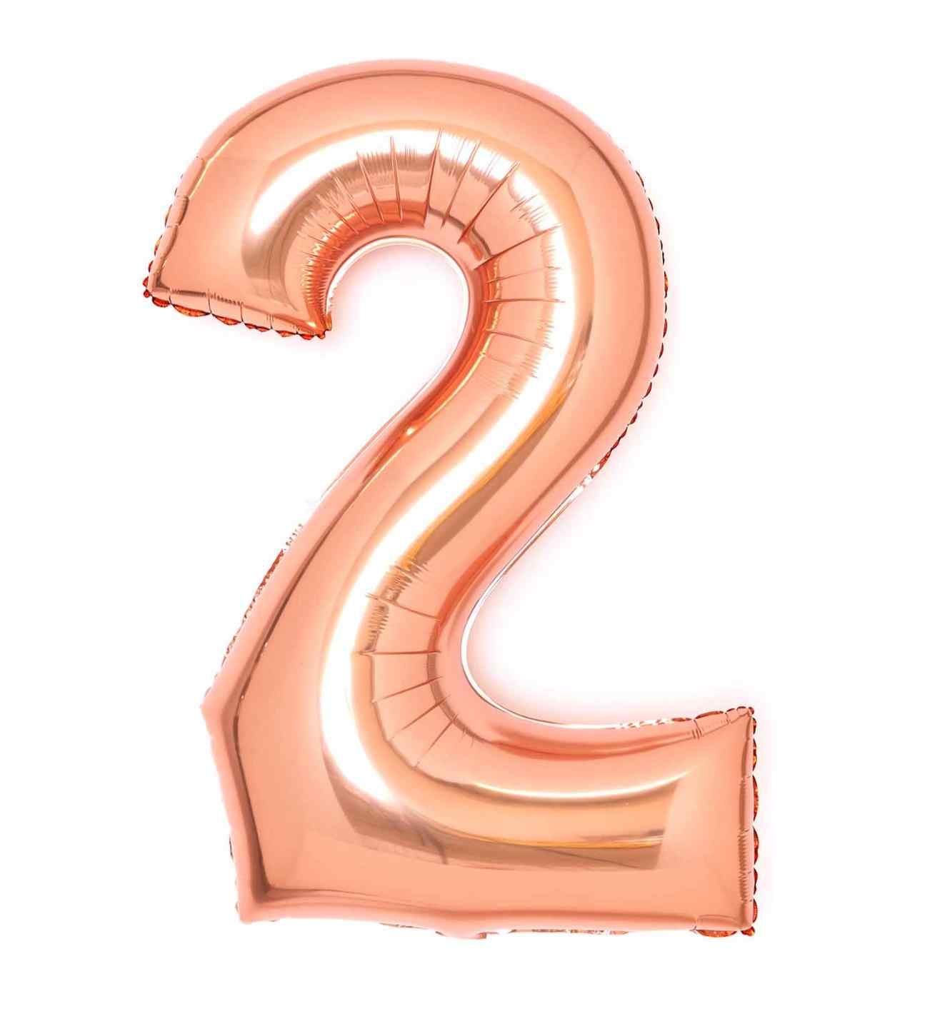 34" Amscan Number 2 Rose Gold Foil Balloon
