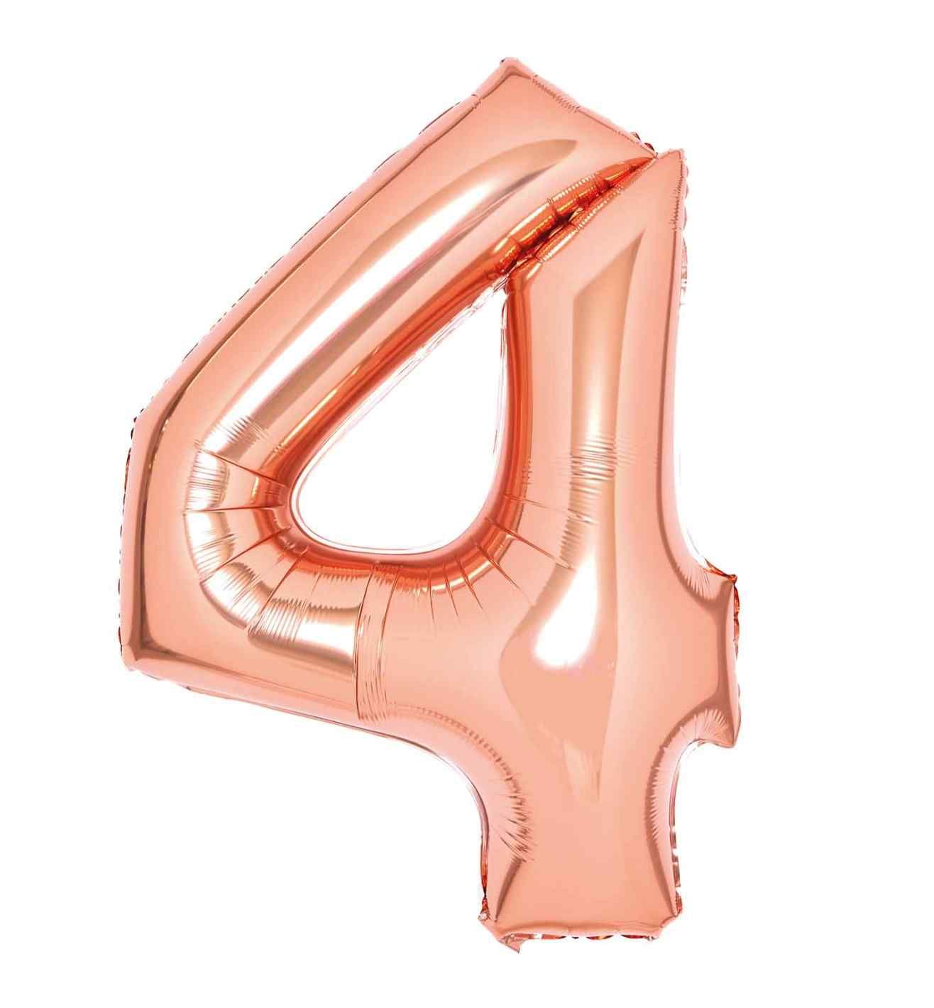 34" Amscan Number 4 Rose Gold Foil Balloon
