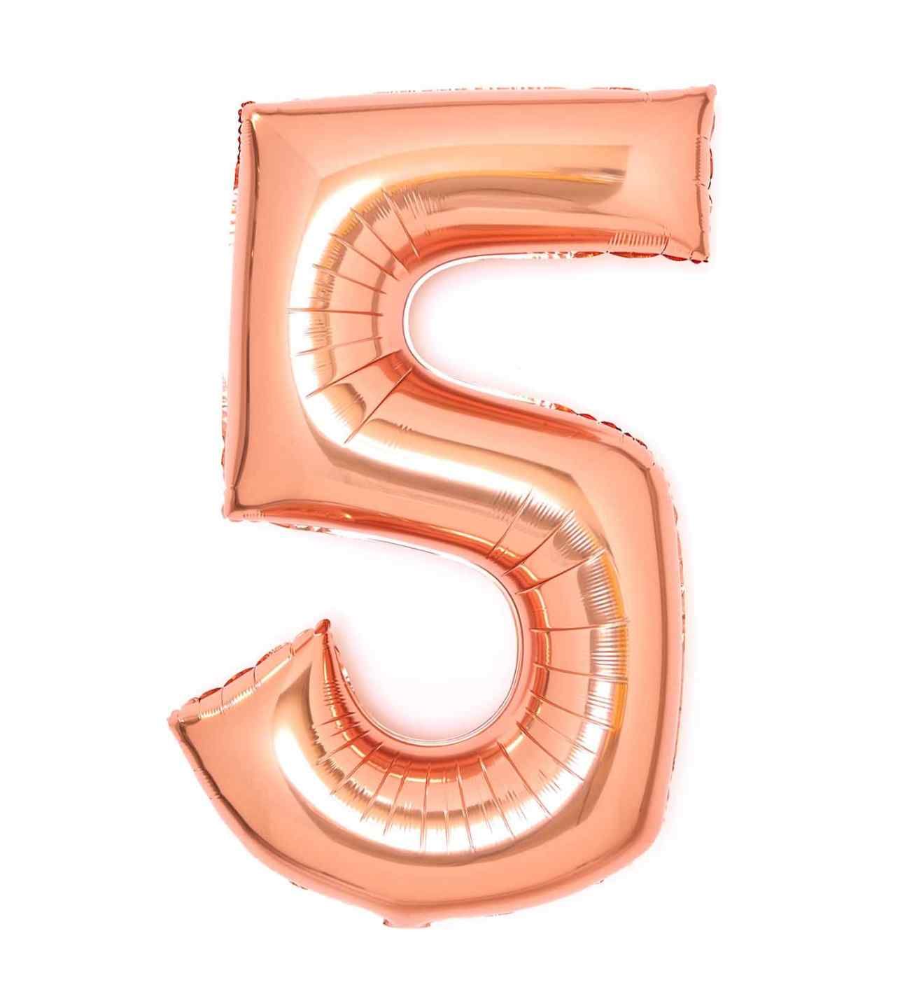 34" Amscan Number 5 Rose Gold Foil Balloon
