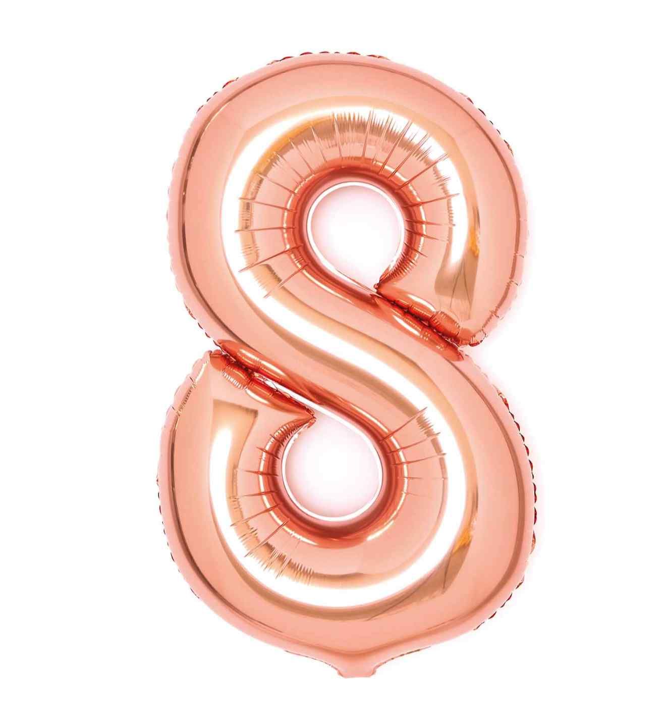 34" Amscan Number 8 Rose Gold Foil Balloon