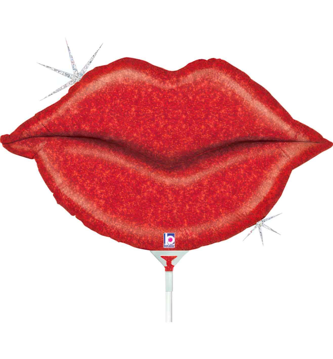 14" Mini Betallic Glitter Lips Foil Balloon