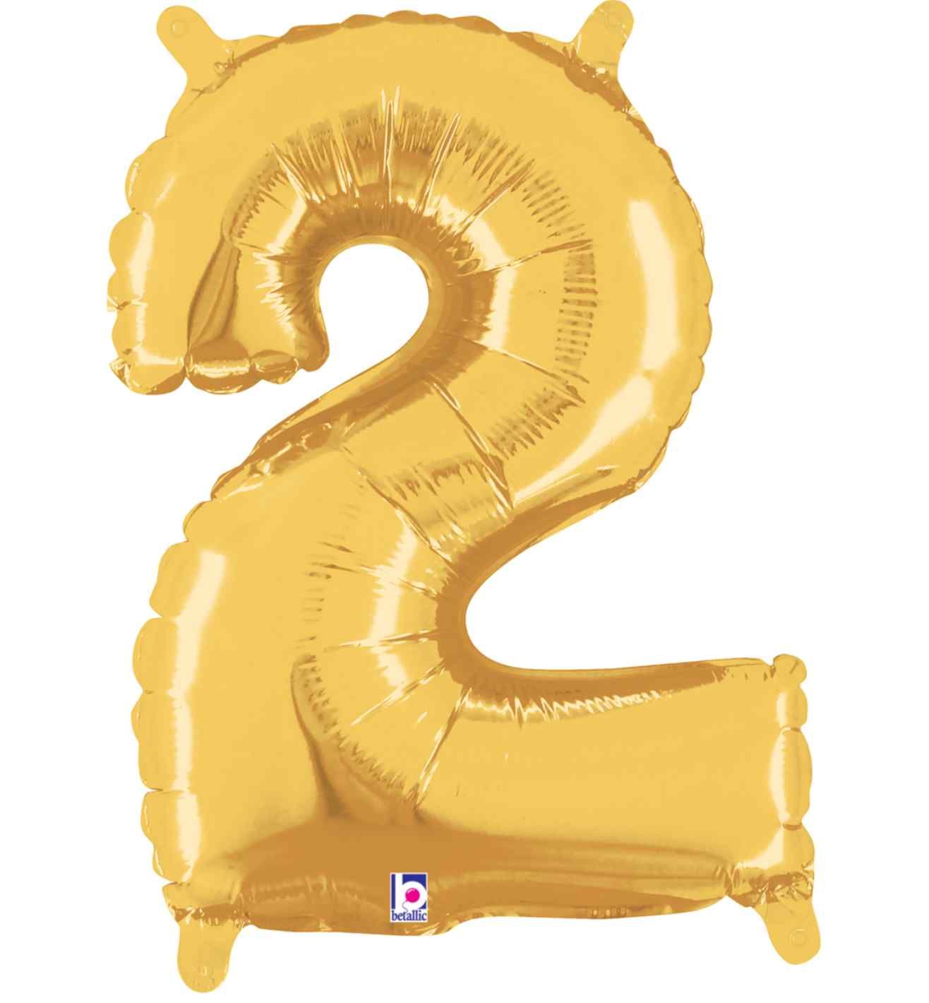 14" Gold Number 2 Grabo Foil Balloon.