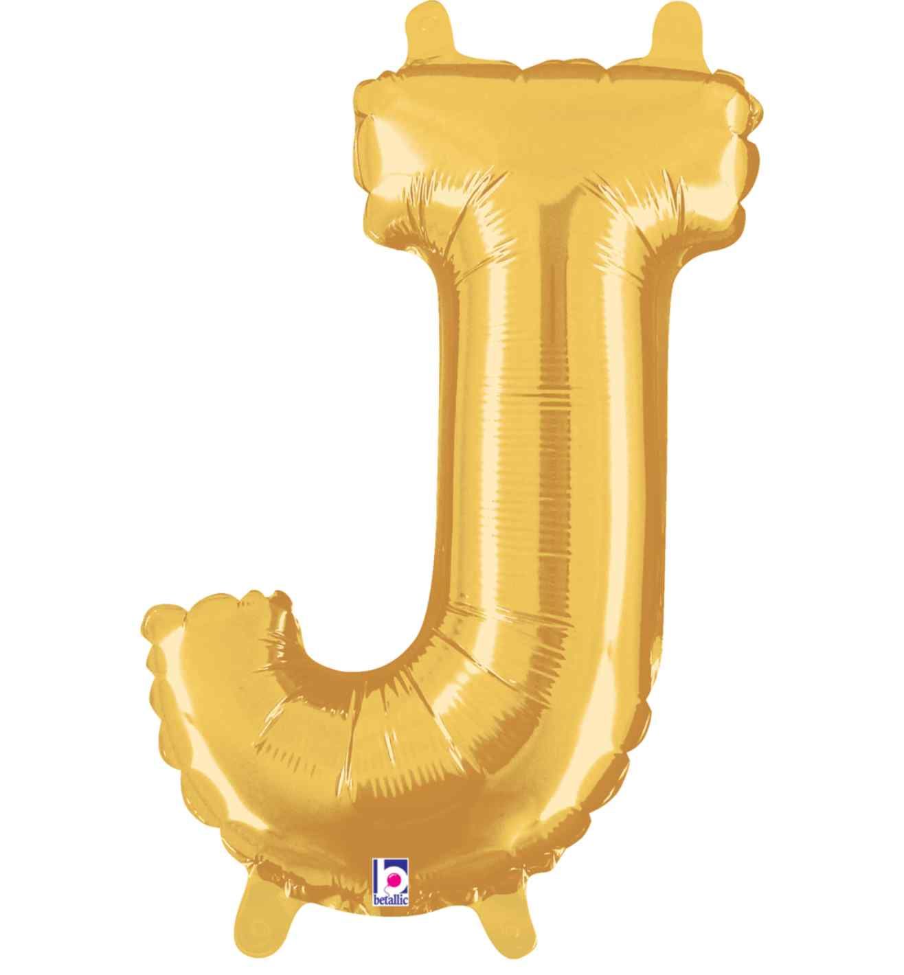 14" Gold Letter J Grabo Foil Balloon.