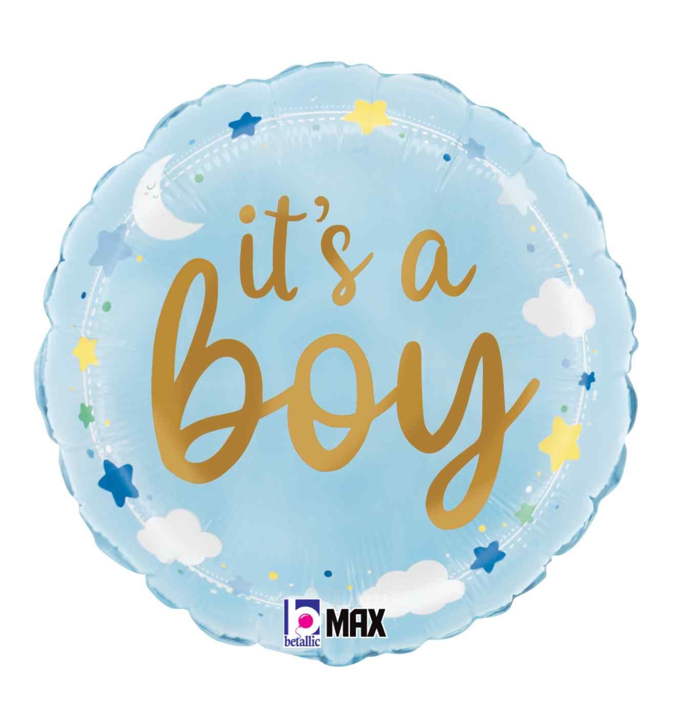 18" Betallic It's a Boy Stars & Clouds Foil