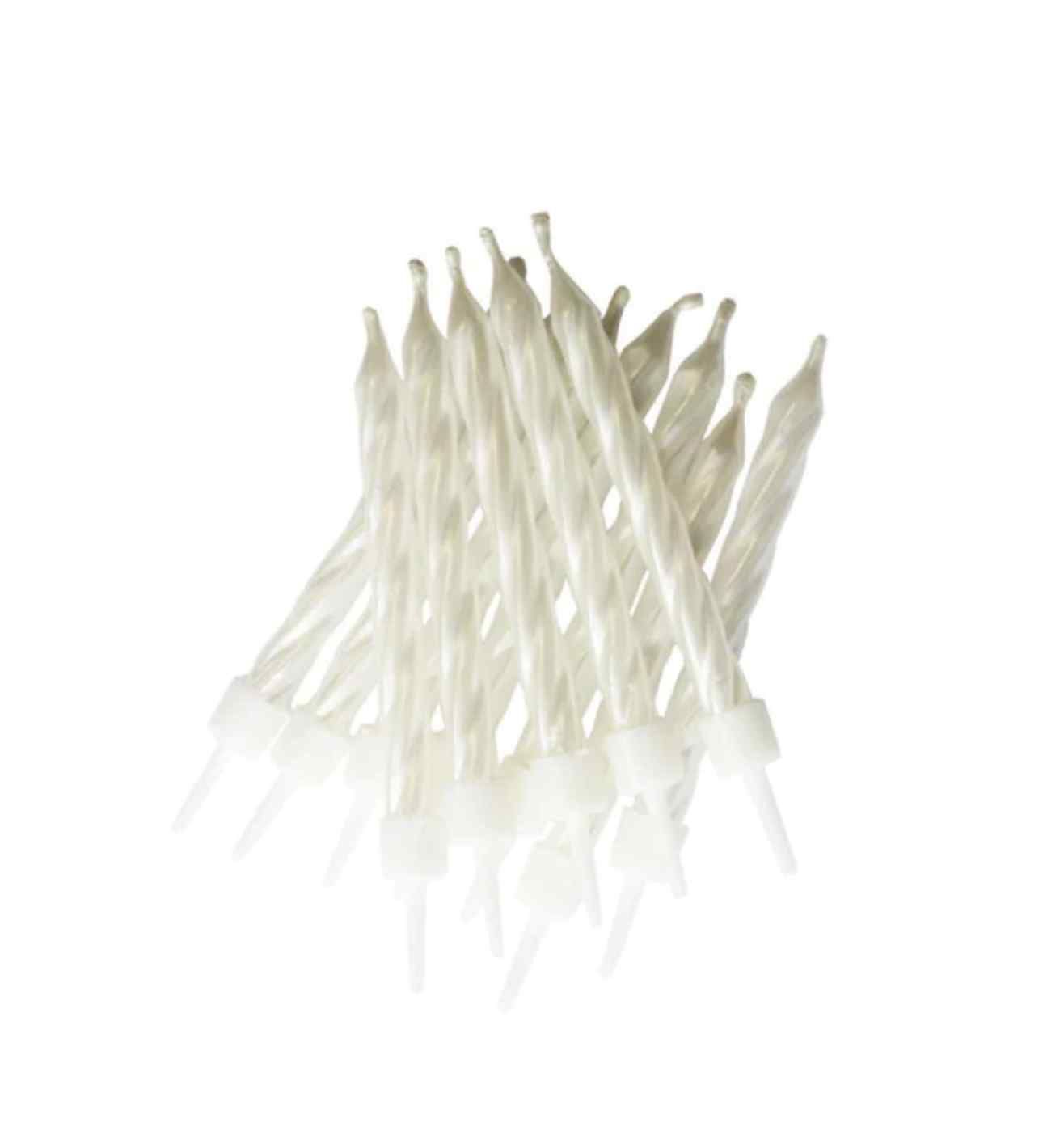 Pearlescent Candles White with Holders