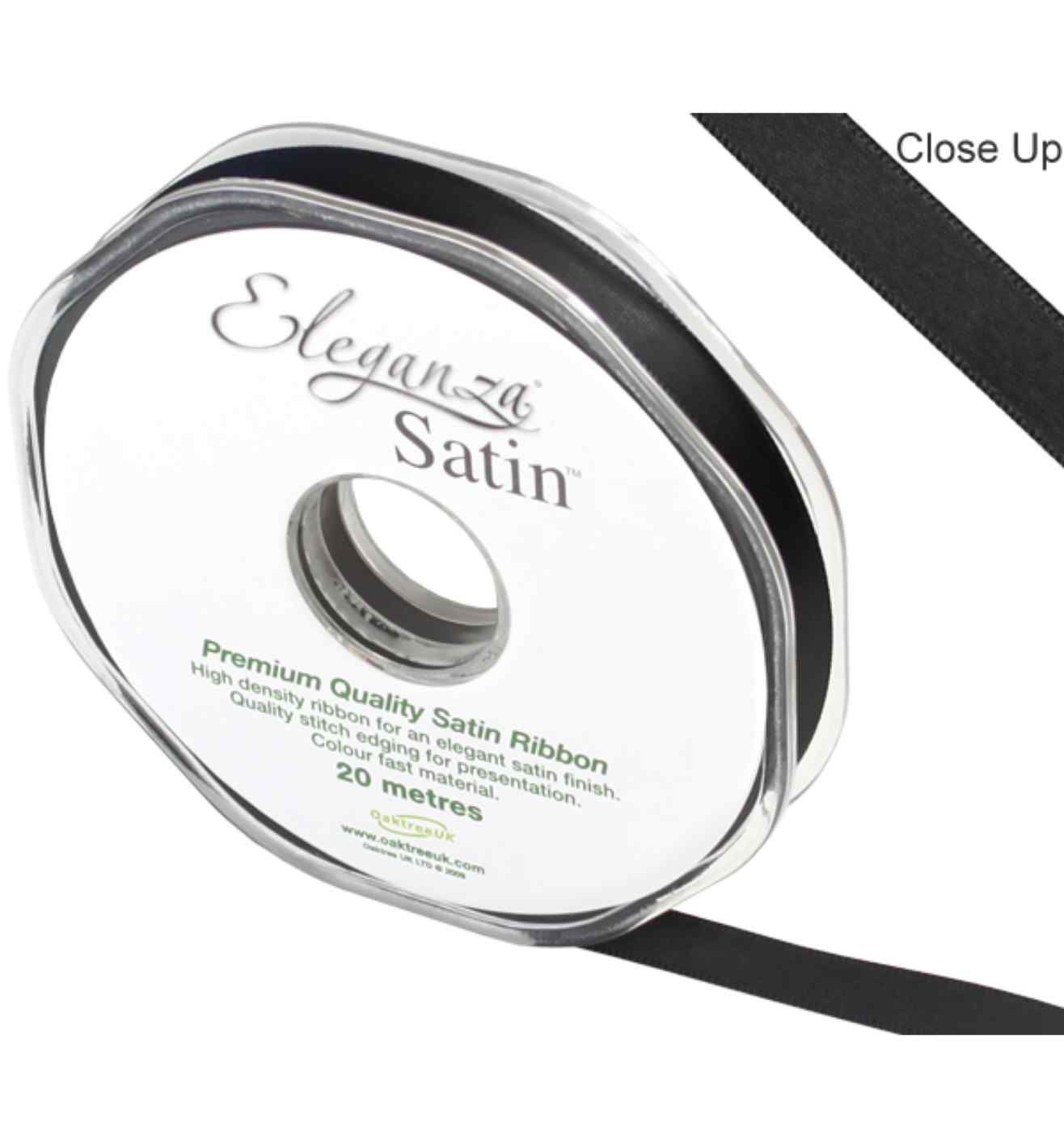 Eleganza Satin Double Faced Black - 10mm x 20m