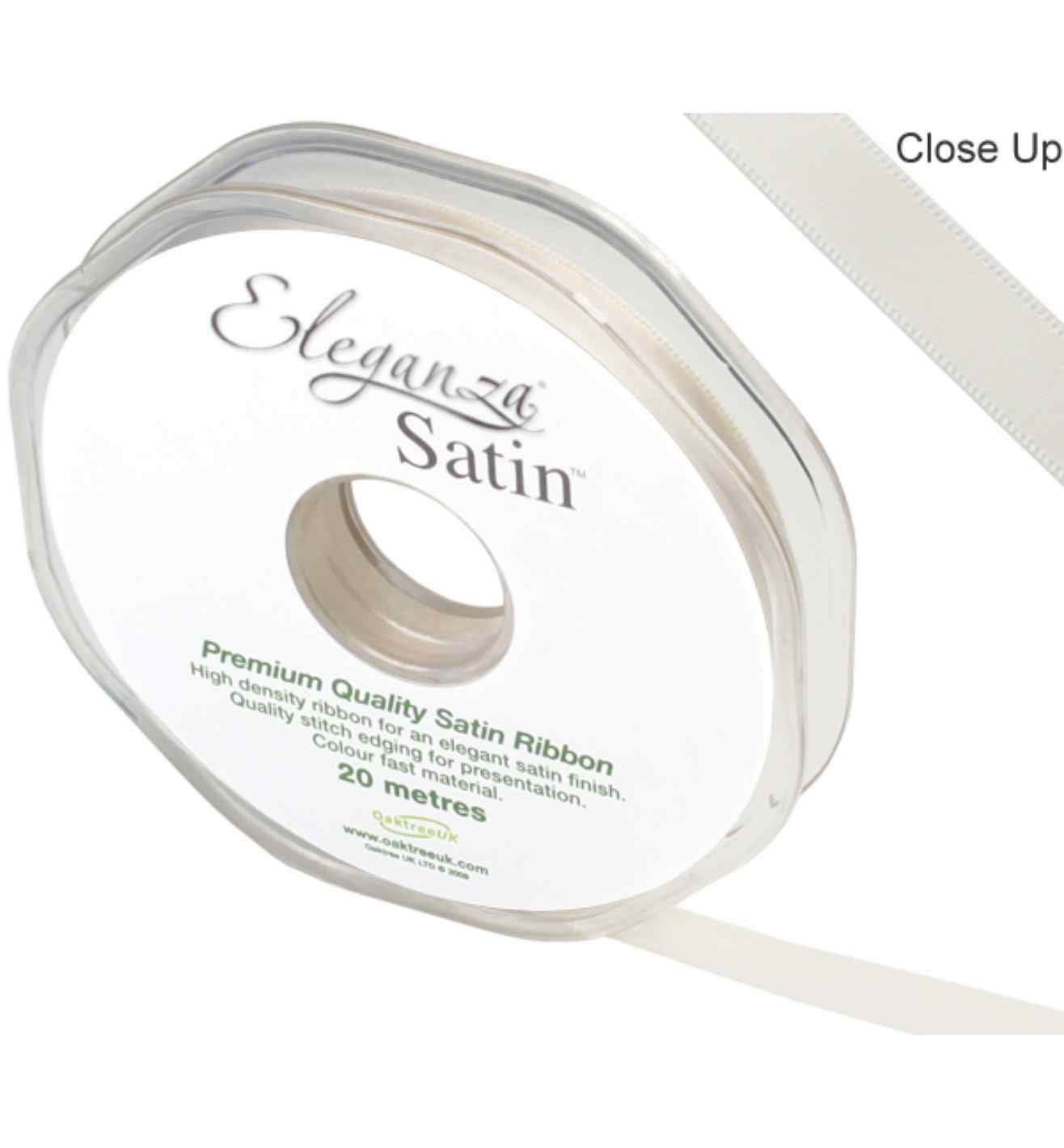 Eleganza Satin Double Faced Ivory - 10mm x 20m