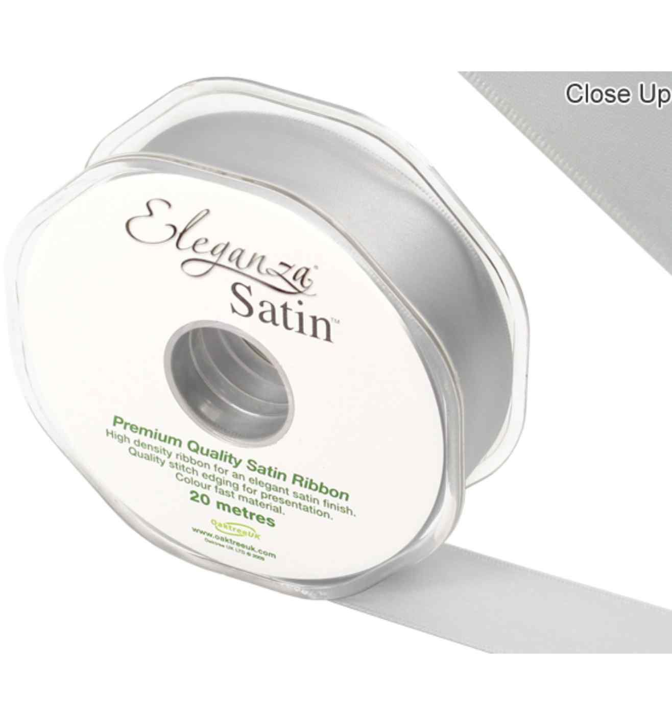 Eleganza Satin Double Faced Silver - 25mm x 20m