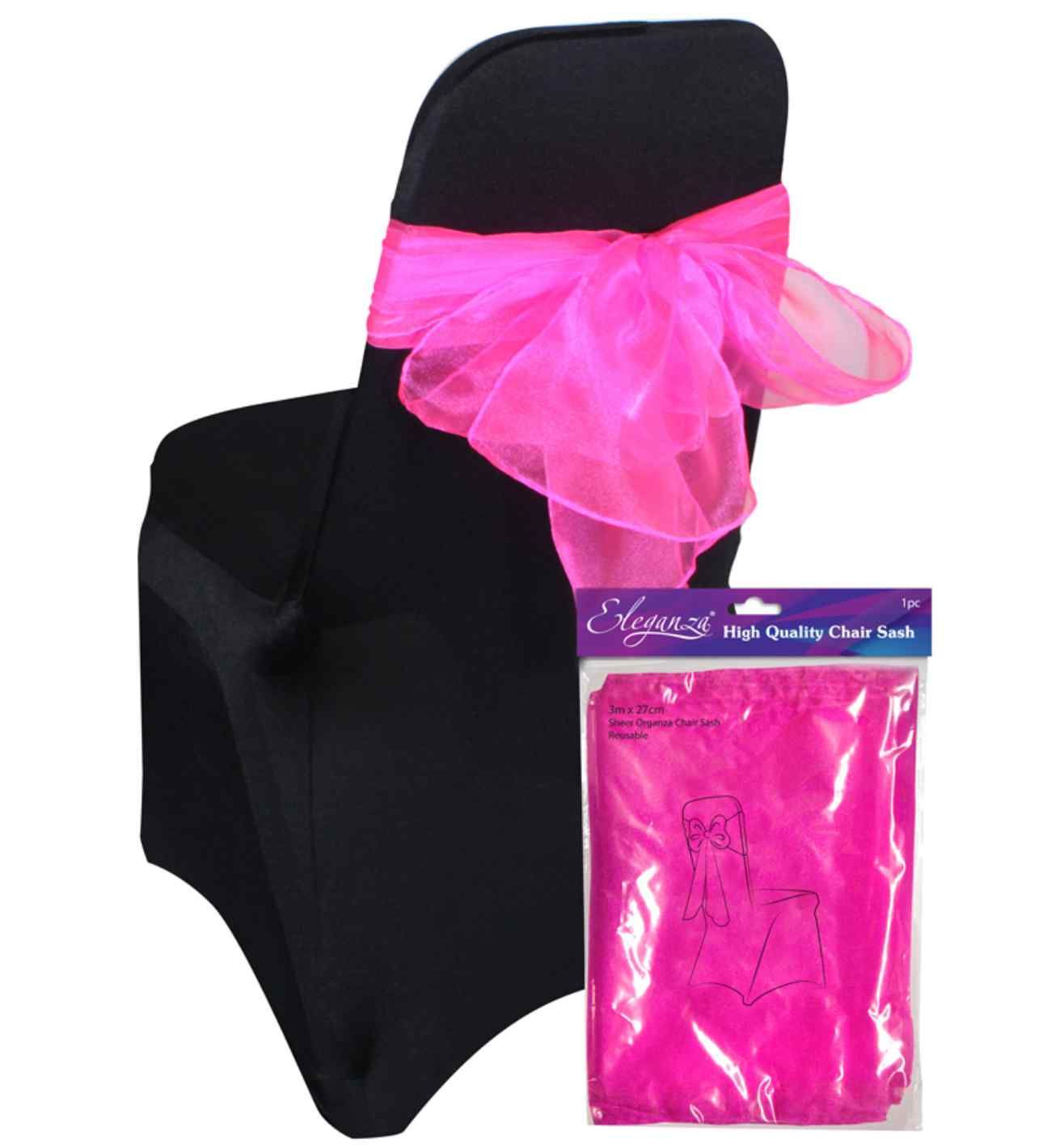 Eleganza Sheer Organza Chair Sash Fuchsia - 3m x 27cm