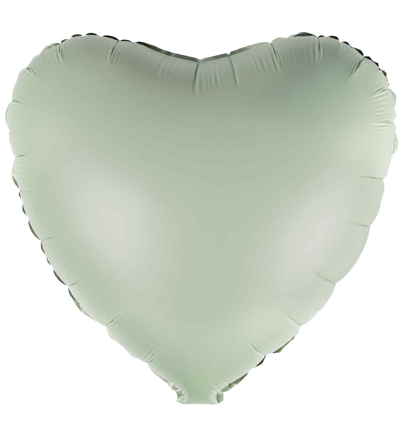17" Eucalyptus Heart Silk Lustre Foil Balloon Anagram - Unpackaged
