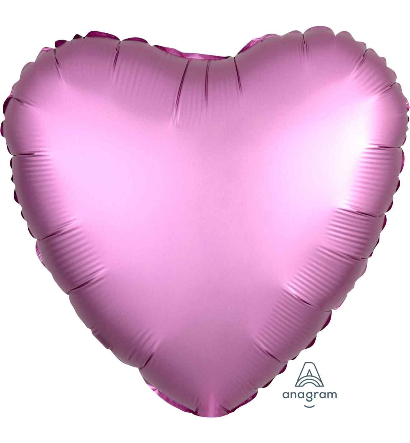 17" Flamingo Heart Satin Luxe Foil Balloon Anagram - Unpackaged