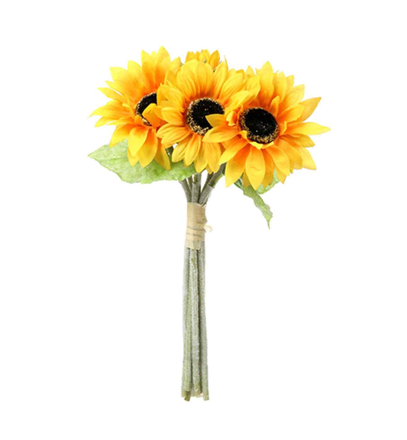 40cm Large Sunflower Bunch (7 Stems) Yellow