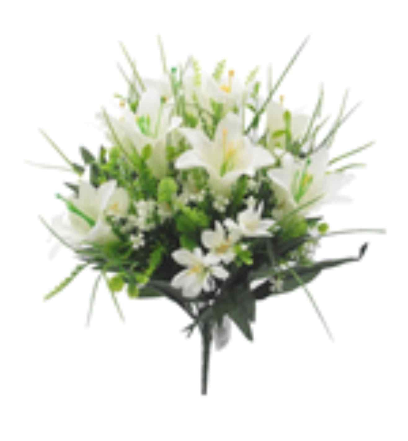42cm Large Mixed Lily Bush Ivory