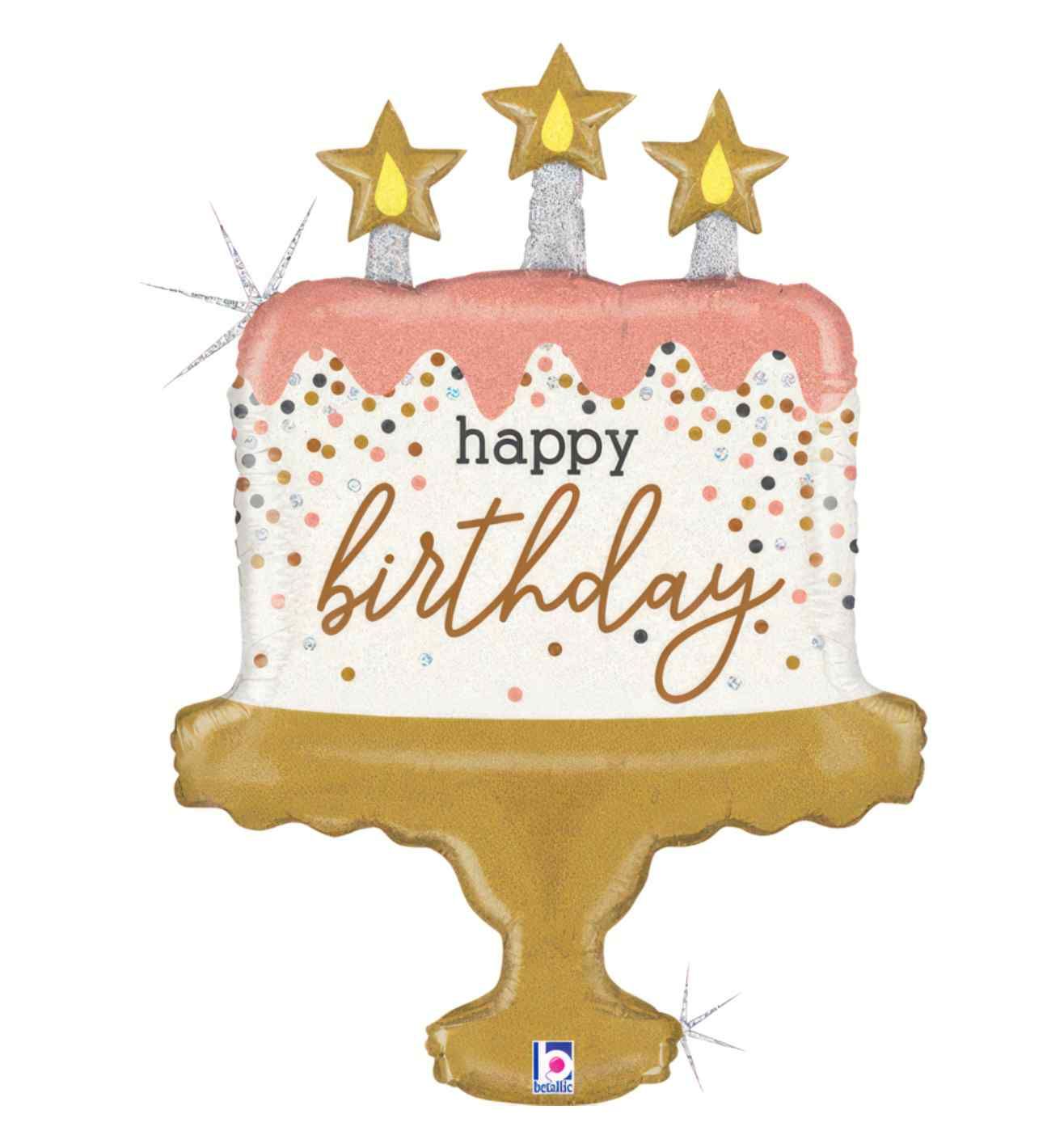 26" Betallic Birthday Cake Confetti Foil Balloon