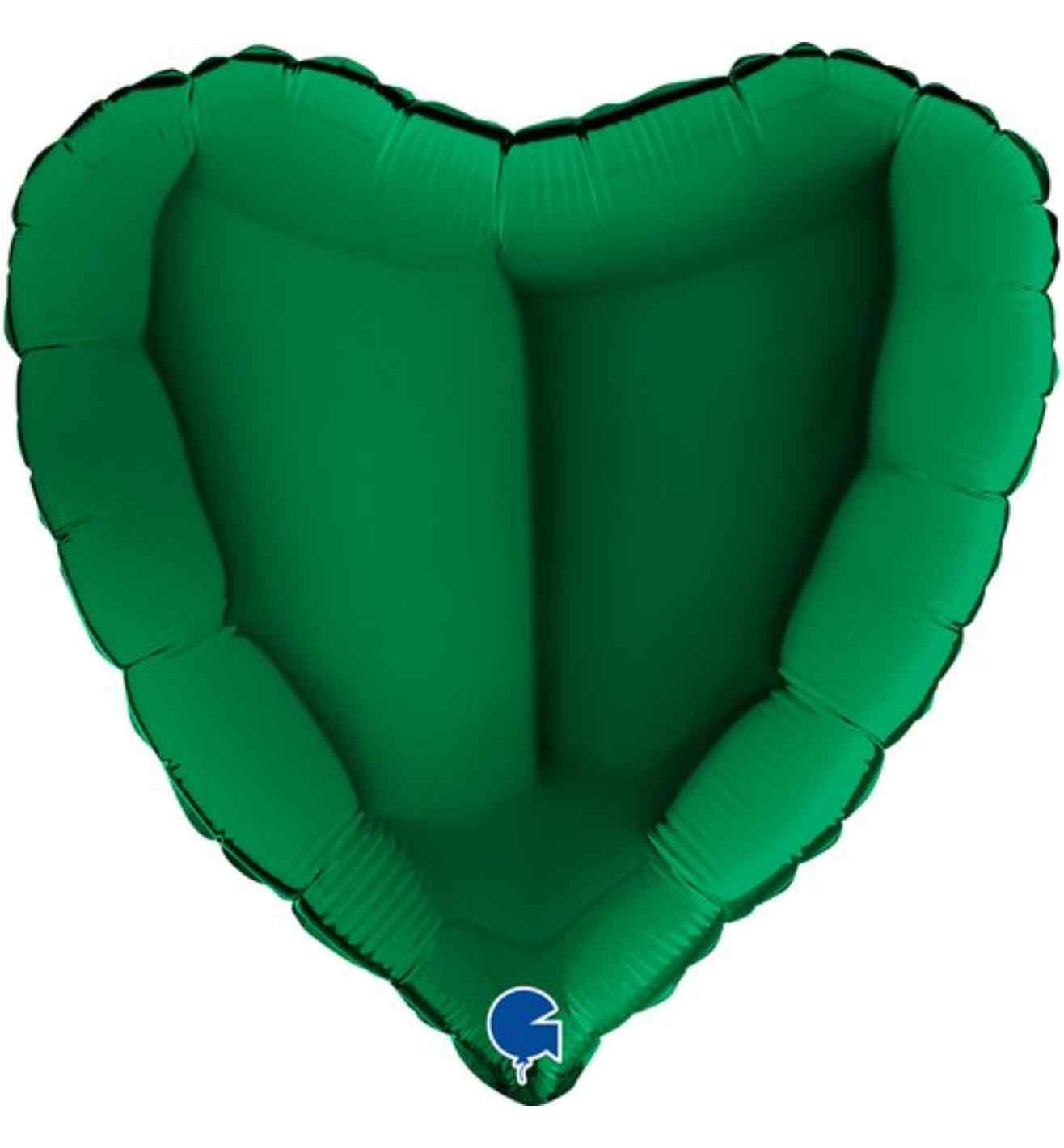 9" Grabo Heart Dark Green Foil