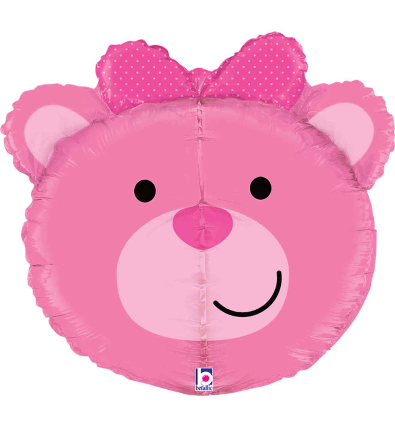 27" Betallic Dimensionals Baby Girl Bear Foil Balloon