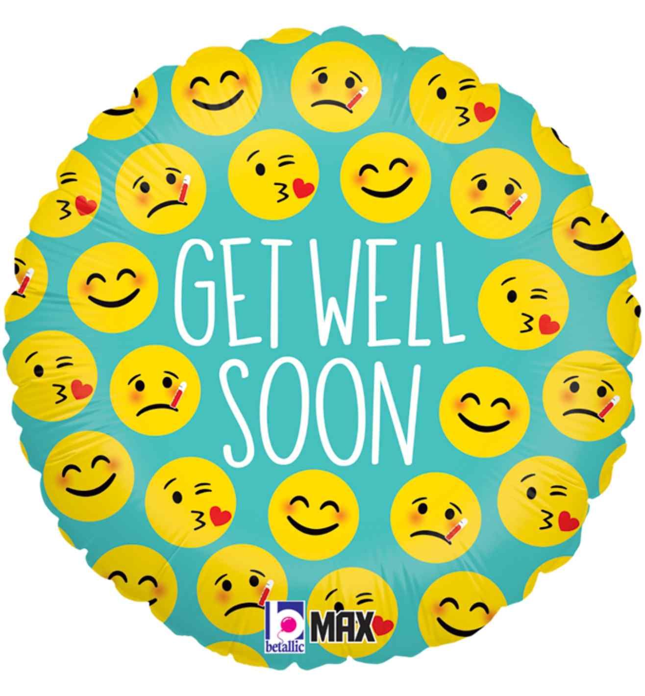 18" Betallic Emoji Get Well Foil Balloon