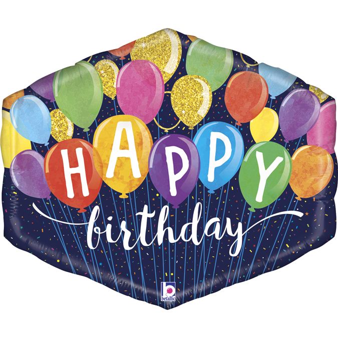 30" Betallic Festive Birthday Balloons Shape