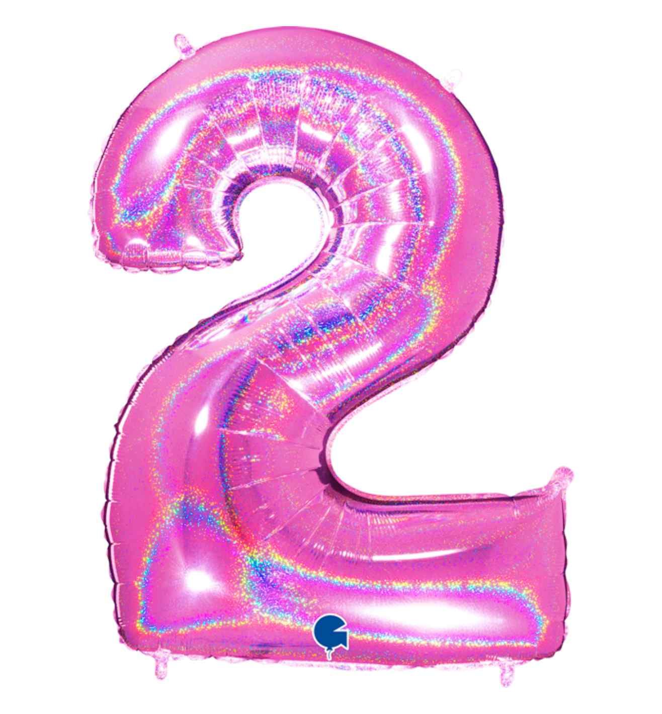 40" Grabo Glitter Holographic Fuxia Number 2
