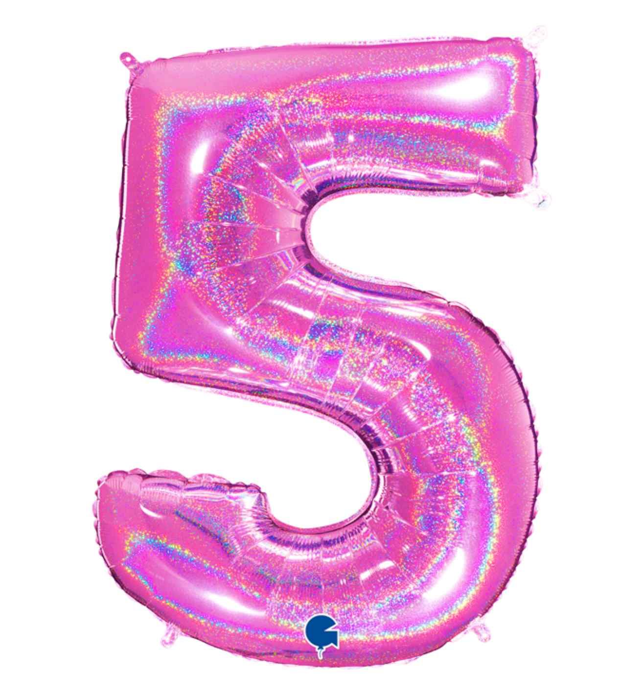 40" Grabo Glitter Holographic Fuxia Number 5