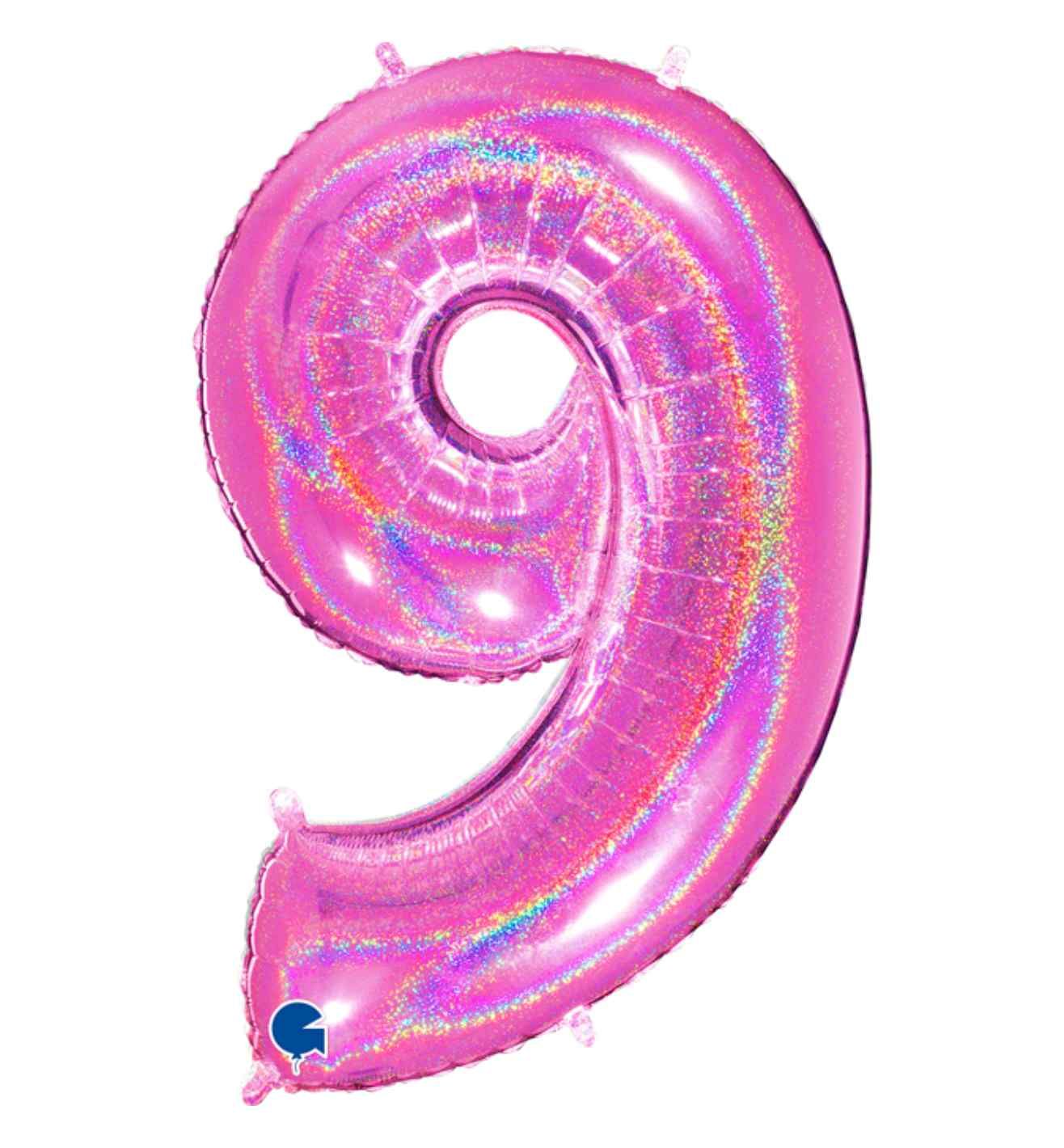 40" Grabo Glitter Holographic Fuxia Number 9