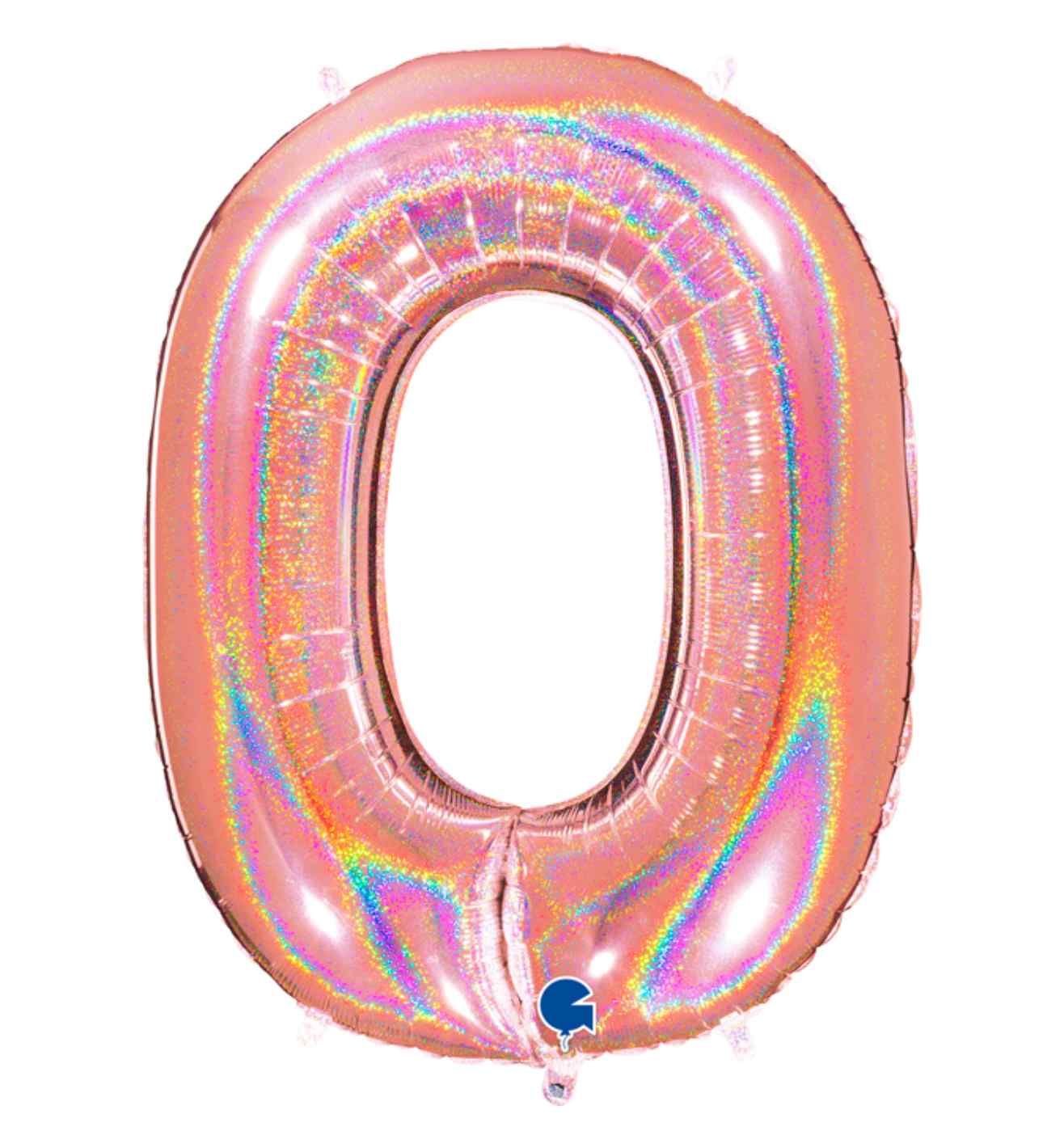 40" Grabo Glitter Holographic Rose Gold Number 0
