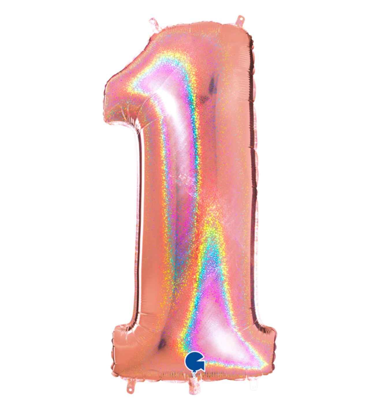 40" Grabo Glitter Holographic Rose Gold Number 1