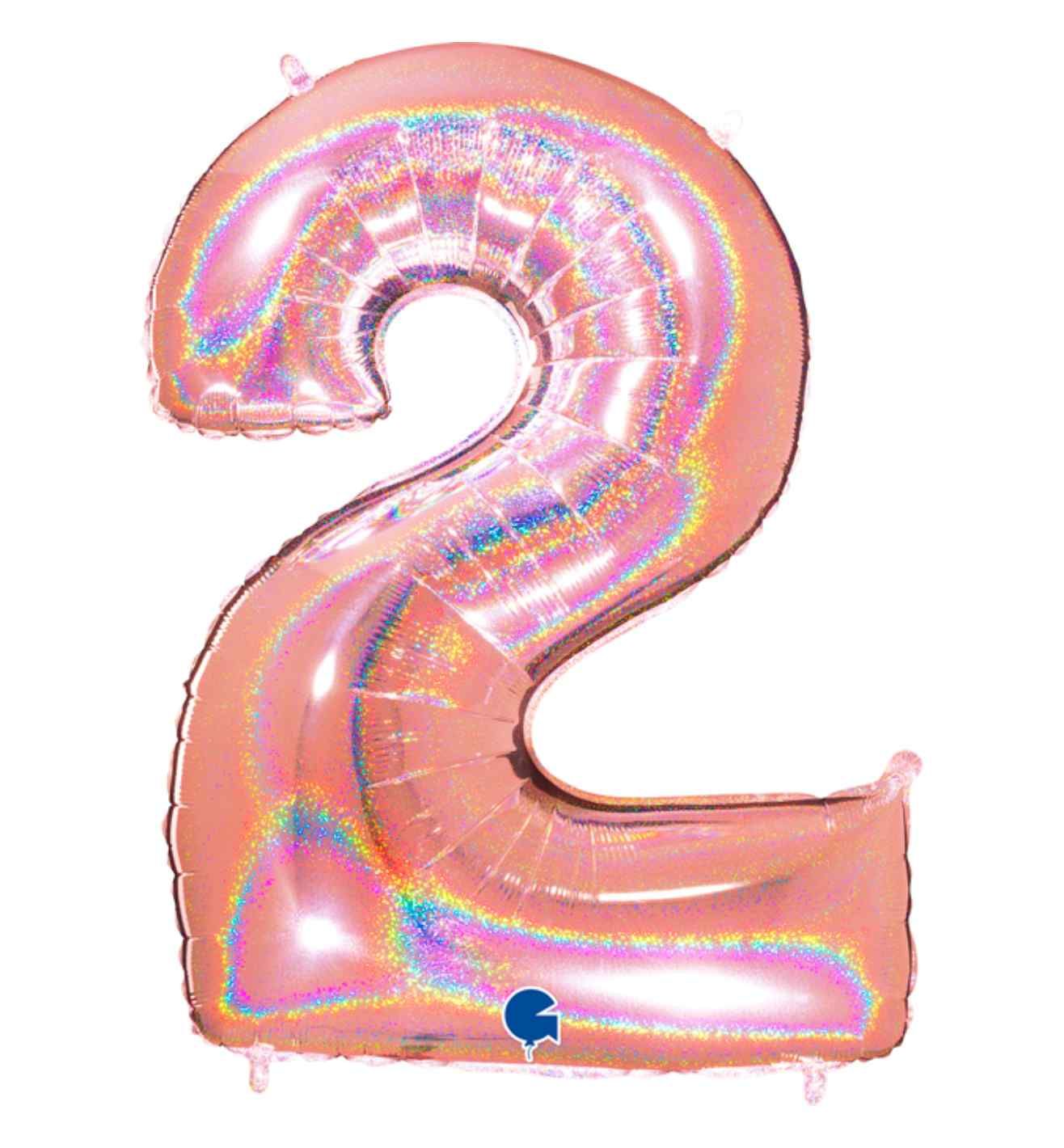 40" Grabo Glitter Holographic Rose Gold Number 2