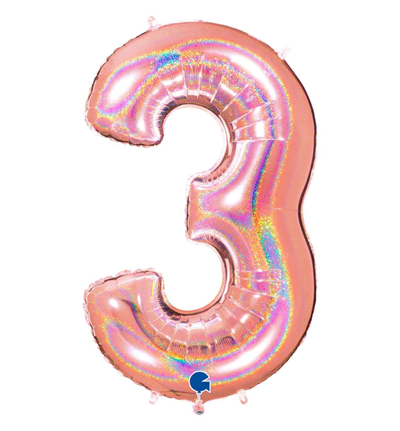 40" Grabo Glitter Holographic Rose Gold Number 3