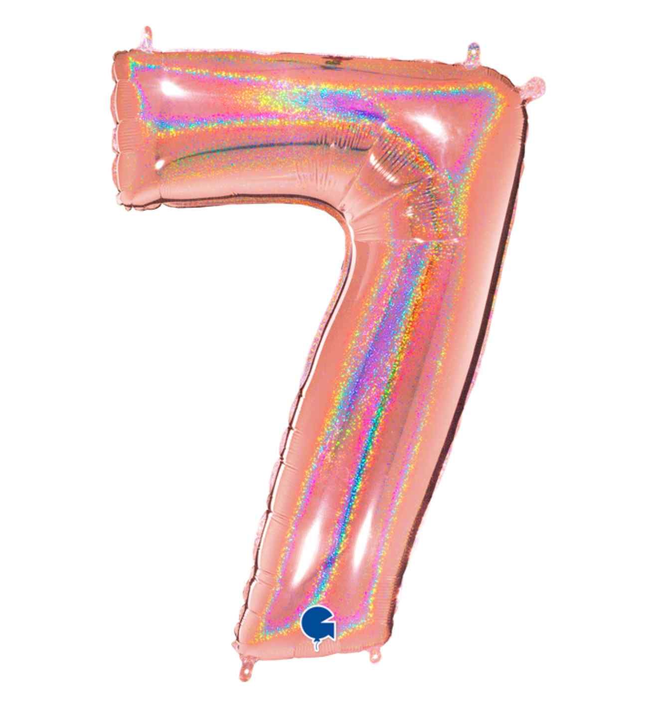 40" Grabo Glitter Holographic Rose Gold Number 7