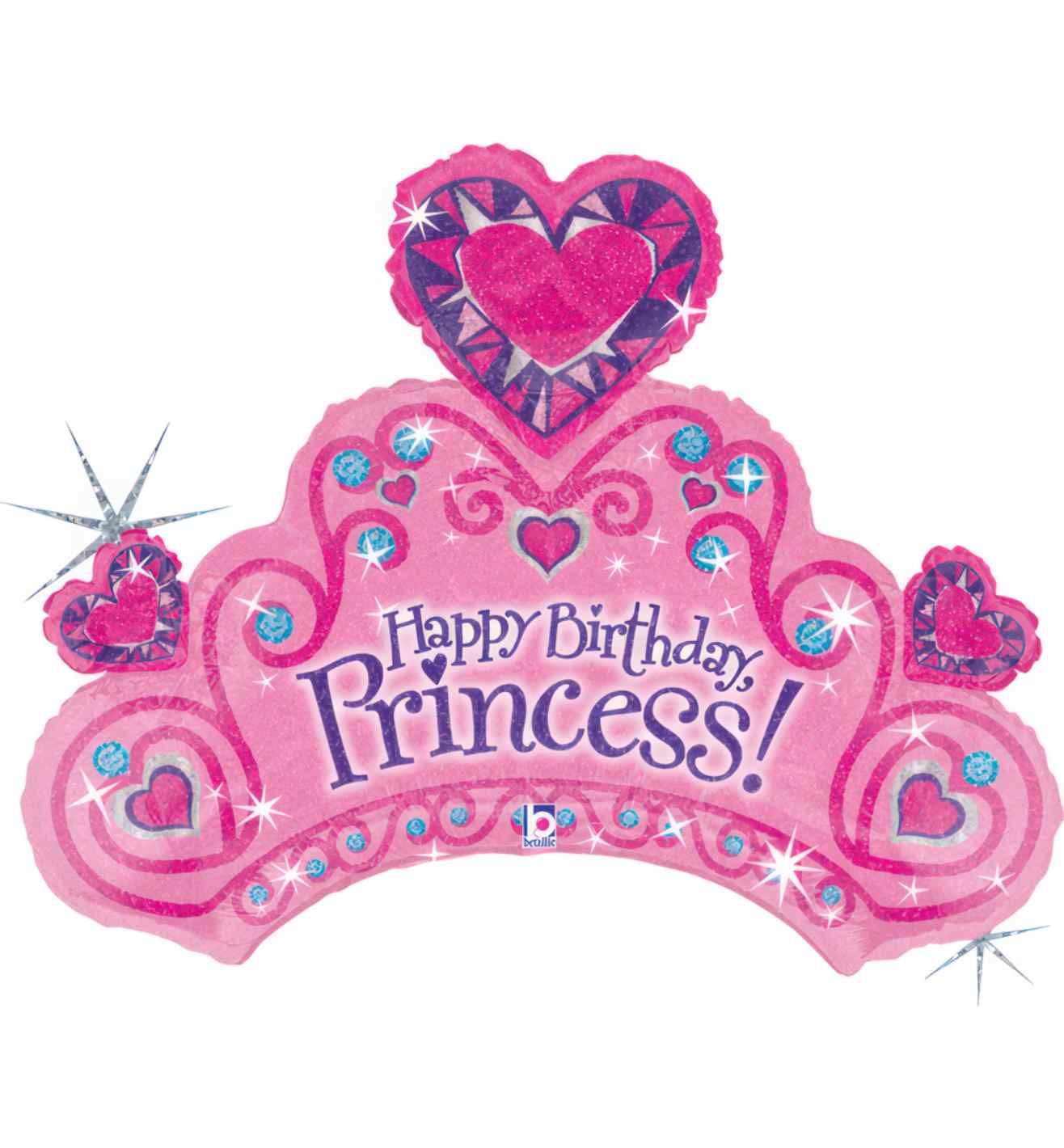 34" Betallic Happy Birthday Tiara Birthday Foil Balloon