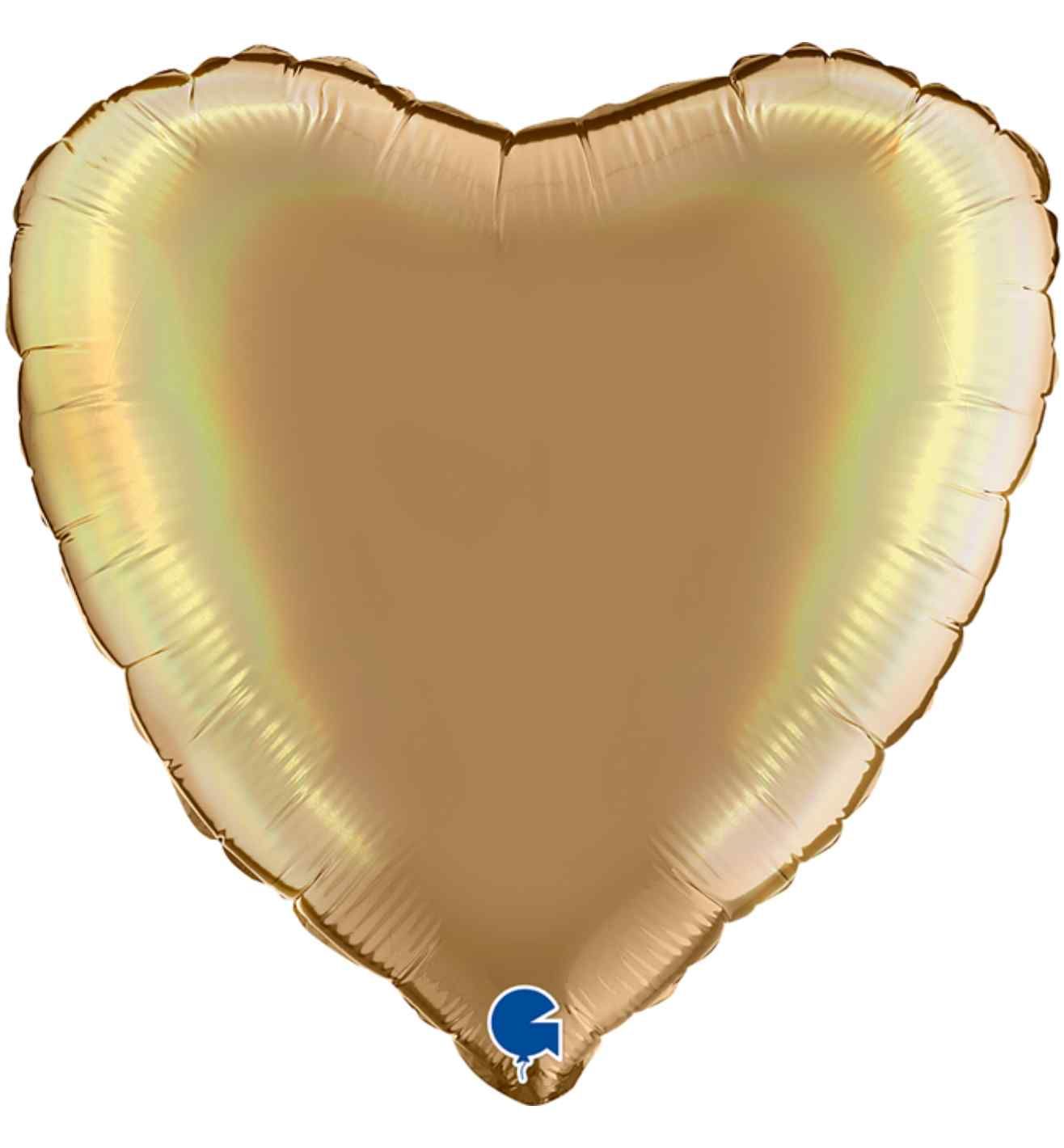 18" Grabo Rainbow Holographic Platinum Champagne Heart