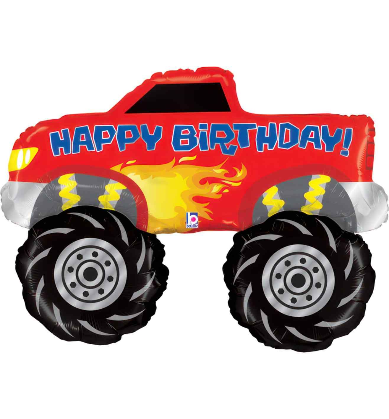 40" Betallic Monster Truck Birthday Foil Balloon