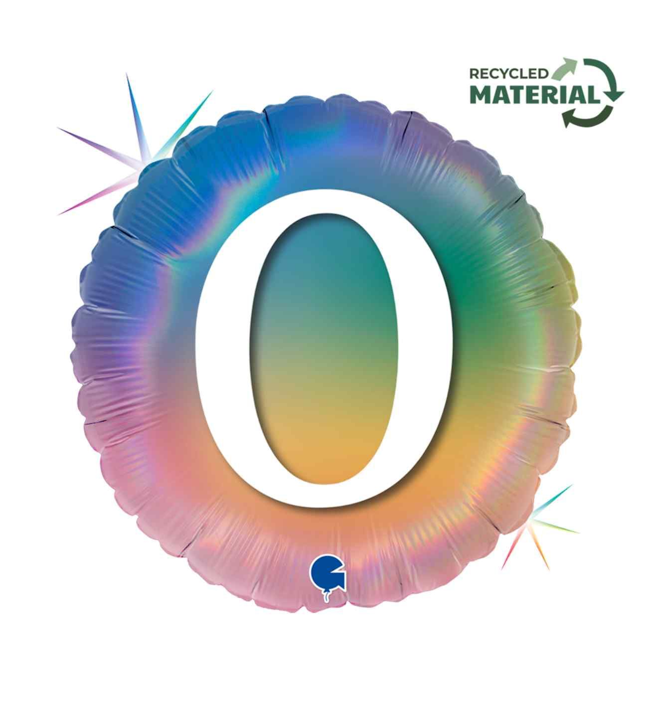 18" Happy 0 Colourful Rainbow Foil Balloon