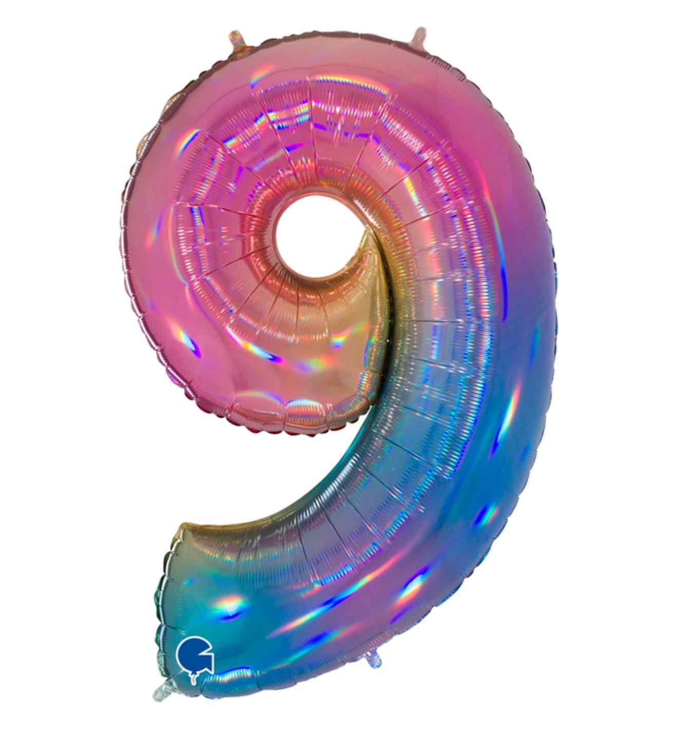40" Grabo Rainbow Holographic Colourful Rainbow Number 9