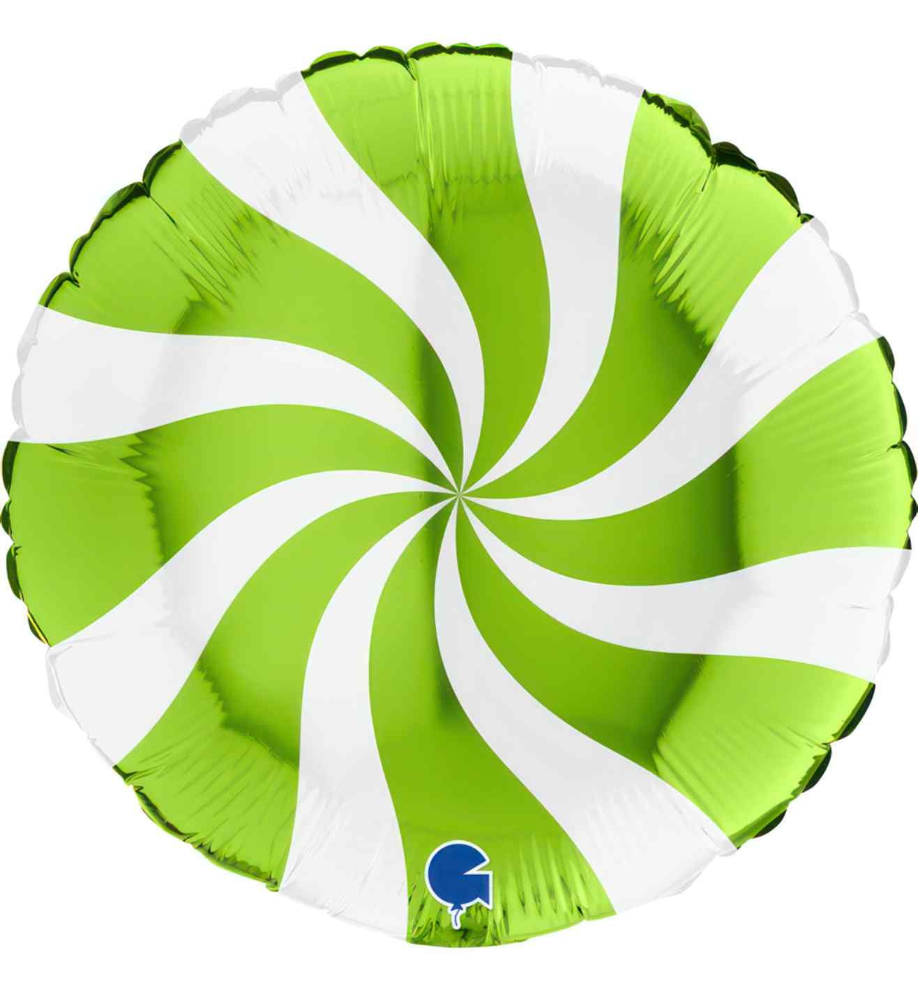 18" Grabo Swirly White-Lime Green Round Foil Balloon