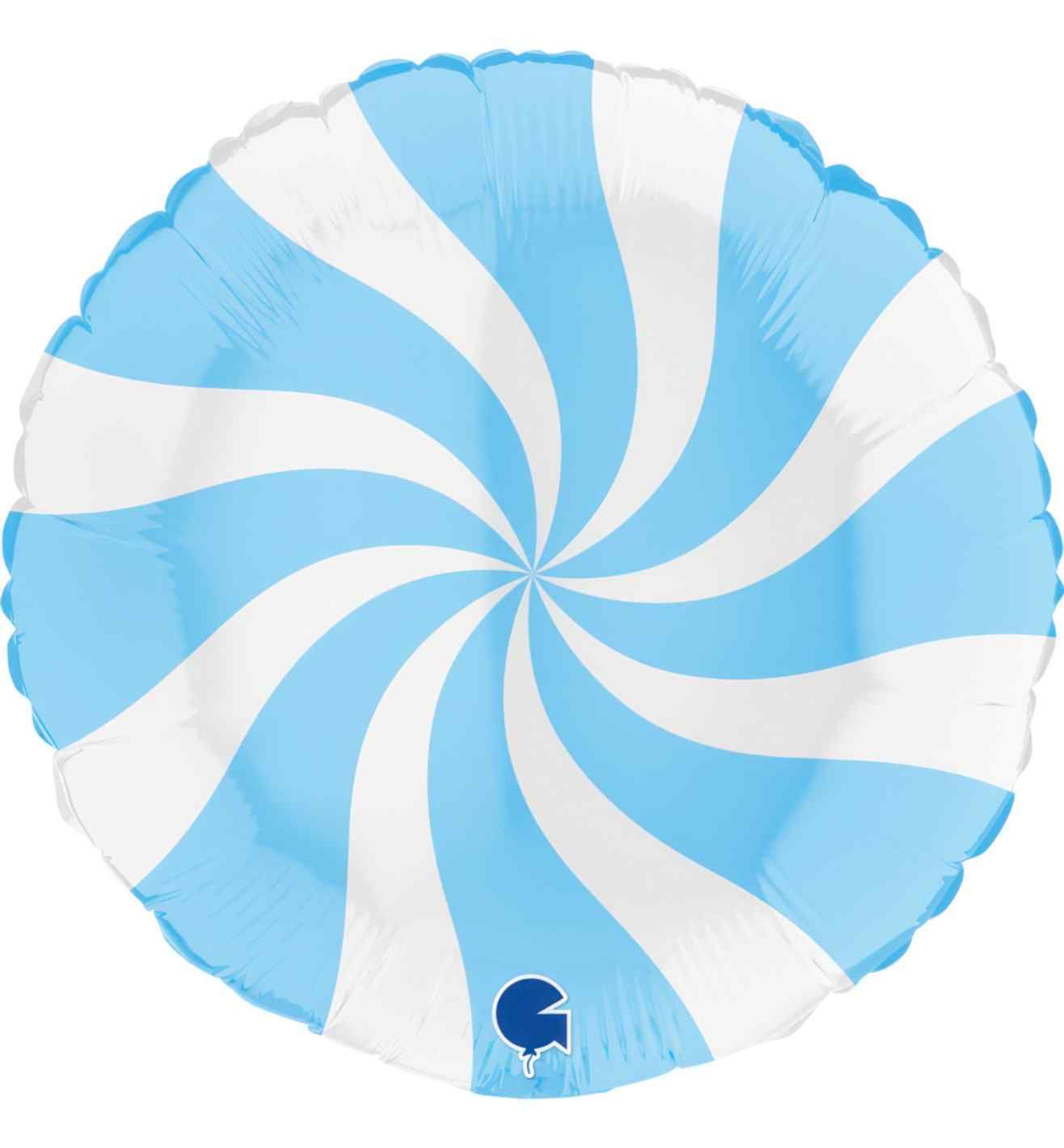 18" Grabo Swirly White-Matte Blue Round Foil Balloon