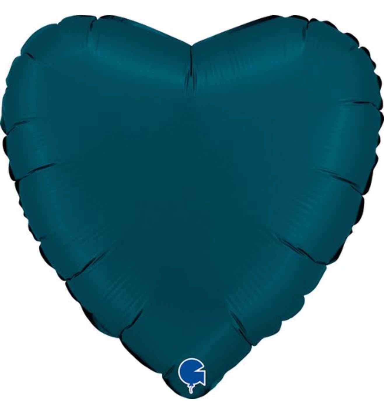 18" Grabo Heart Satin Petrol Blue Foil