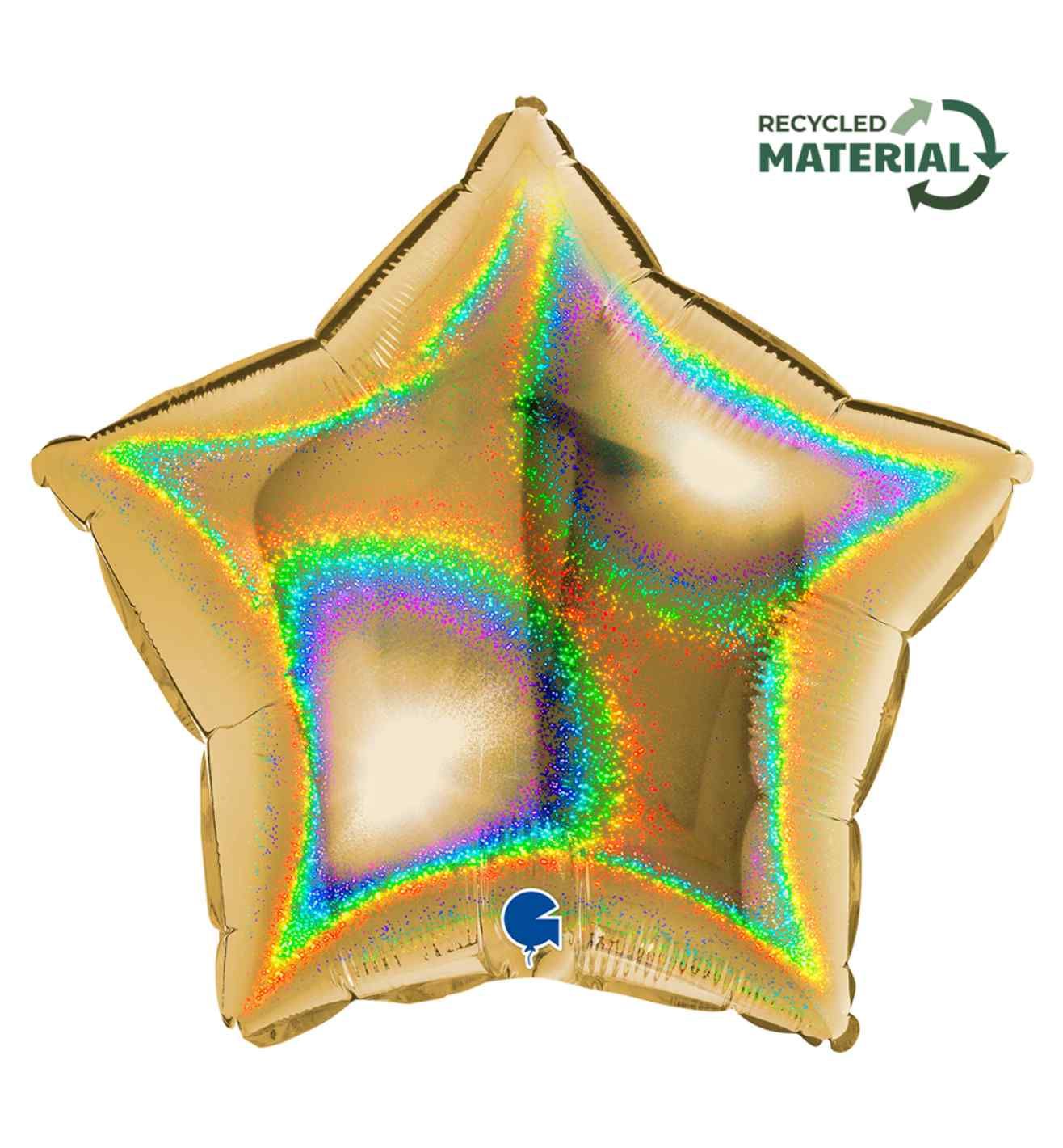 18" Grabo Glitter Holographic Star Gold