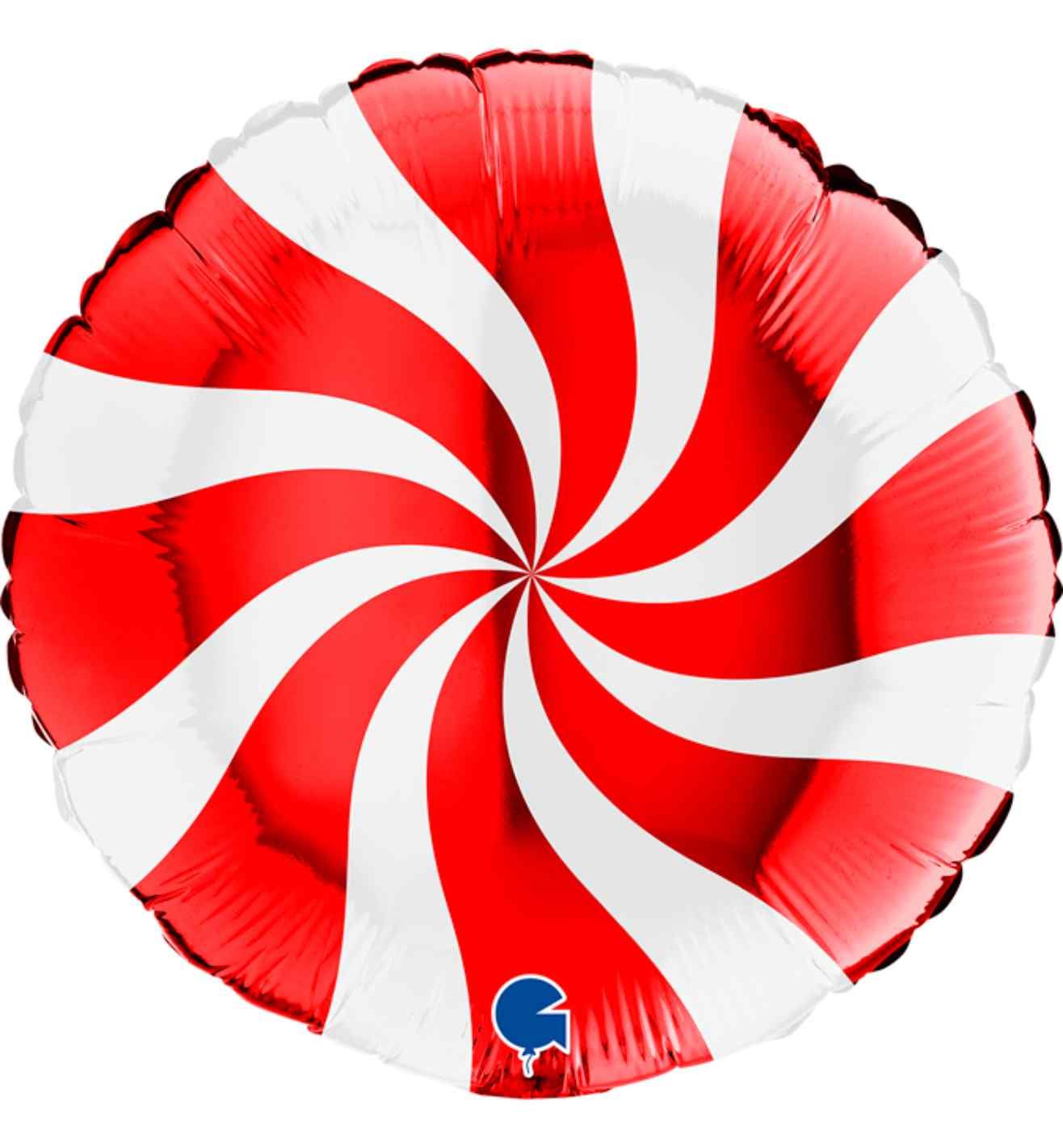 18" Grabo Round Swirly White-Red Foil Balloon